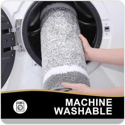 Bathroom Rugs 24X16, Extra Soft and Absorbent Microfiber Bath Mat, Non-Slip, Machine Washable, Quick Dry Shaggy Bath Carpet, Suitable for Bathroom Floor, Tub, Shower (Small, Grey)