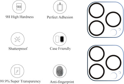 Iphone 13 Pro/13 Screen & Camera Lens Protector 2Pack (2 Screen + 2 Camera Lens Protectors) - Tempered Glass, 9H Hardness, 6.1 Inch, Anti-Spy, Night Shooting Function