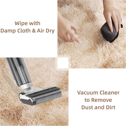 4X6 Shag Area Rug for Living Room Bedroom, Tie-Dyed Beige High Pile Soft Plush Shaggy Furry Cream Bedside Playroom Dorm Carpet, Non-Slip, Non-Shedding Modern Indoor Floor Rug