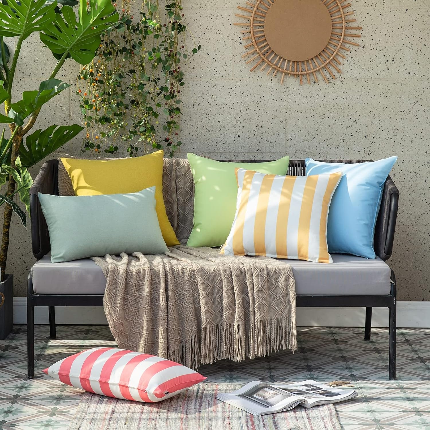 12 X 20 Outdoor Pillow Inserts - Set of 2 Premium Water Resistant Throw Pillows Shredded Memory Foam Cooling Filler - Lumbar Decorative Couch Stuffer Sham for Patio Funiture