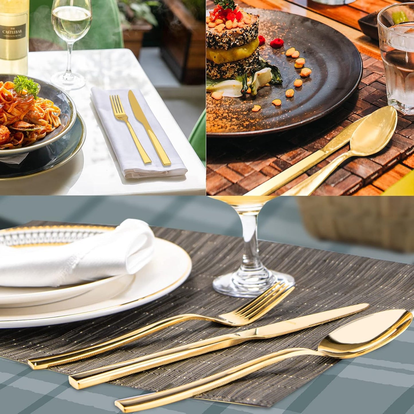 40-Piece Luxury Gold and Silver Stainless Steel Flatware Set for 8 - Mirror Polished Cutlery Service for Home, Kitchen, Restaurant, and Weddings