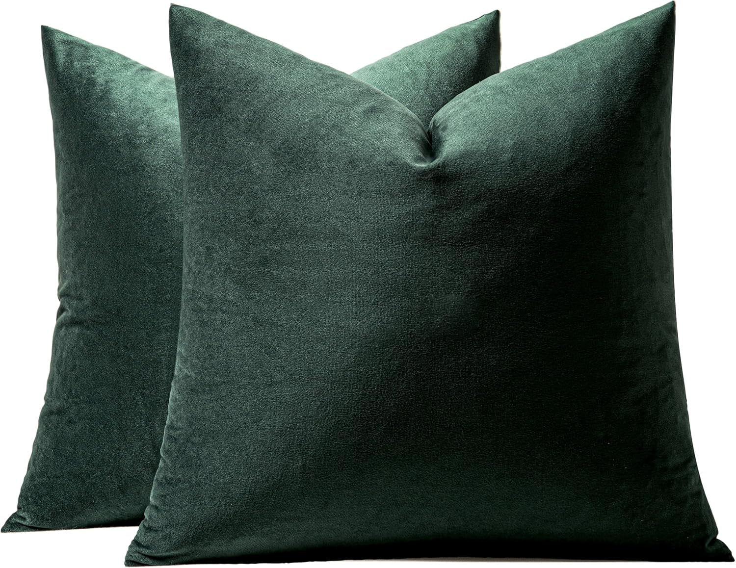 Set of 2 Velvet Soft Solid Decorative Square Throw Pillow Covers - 18x18 Inch (45x45 cm) for Sofa, Bedroom, Couch, and Car - Ideal for Christmas and Spring Decor