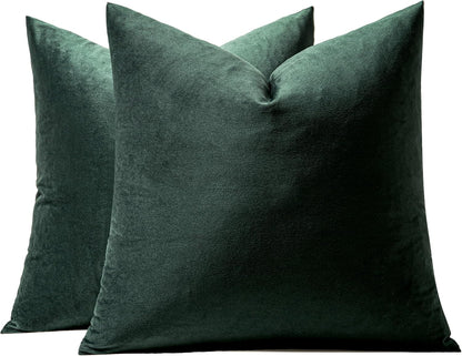 Set of 2 Velvet Soft Solid Decorative Square Throw Pillow Covers - 18x18 Inch (45x45 cm) for Sofa, Bedroom, Couch, and Car - Ideal for Christmas and Spring Decor