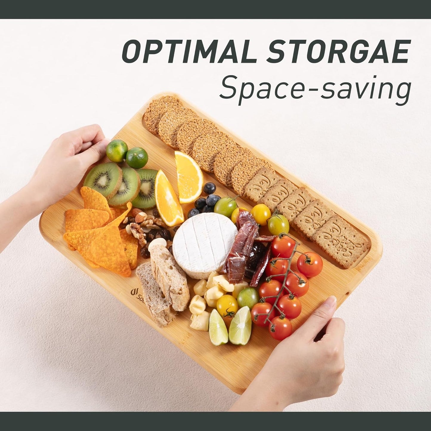 1 Piece Bamboo Cutting Board Wood Cutting Boards for Kitchen with Deep Juice Grooves Built-In Handles Ideal Charcuterie Chopping for Meat Vegetables and Fruits