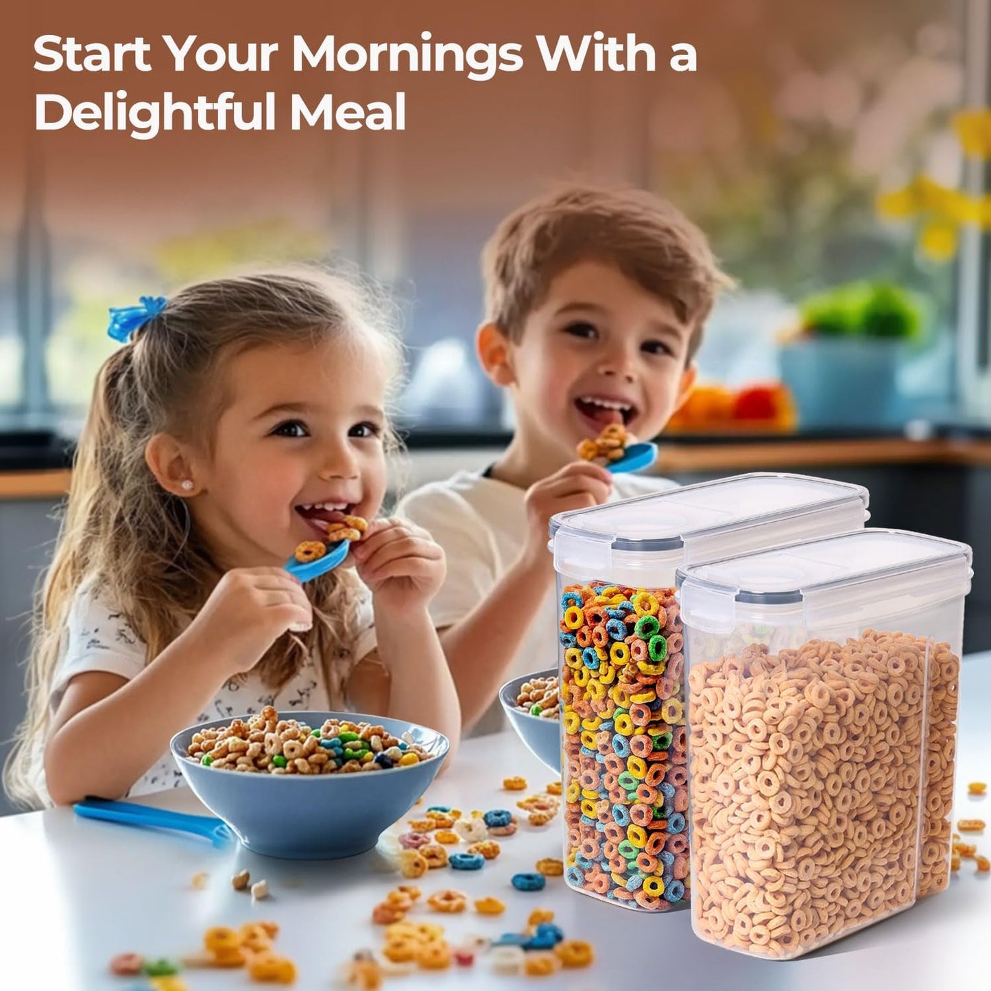 Cereal Containers Storage Set (6L / 4L), Airtight Food Storage Containers for Pet Food Nuts,Cereal Dispenser for Kitchen Pantry Organization