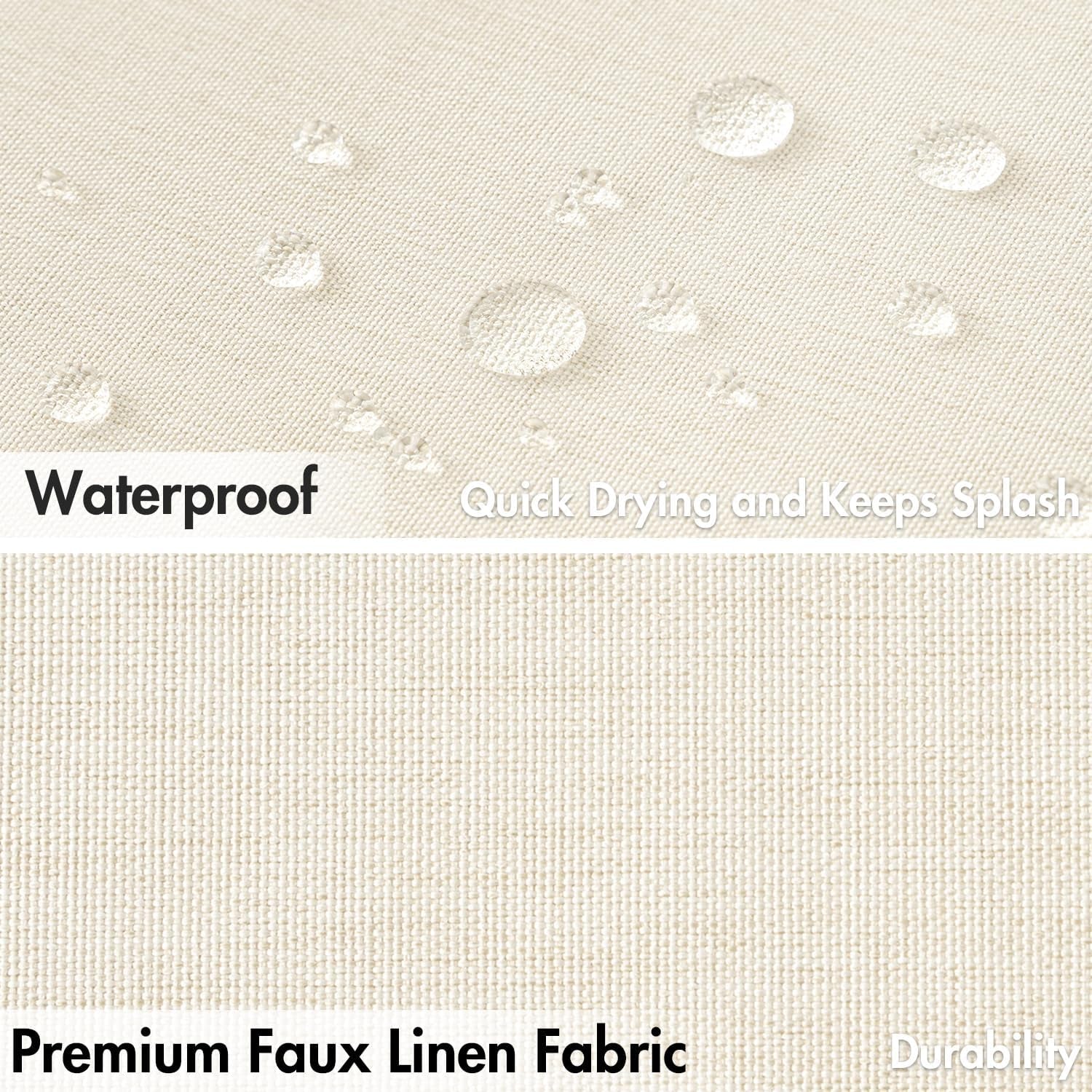Extra Long Waterproof Linen Shower Curtain Set, 84 Inches with 12 Metal Hooks, Washable Heavy Fabric for Bathroom and Hotel, 72 x 84 Inches, Ivory