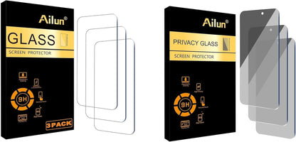 for Iphone 16 Plus/15 Plus/15 Pro Max [6.7 Inch] Display Glass Screen Protector [3 Pack] and Privacy Screen Protector for Iphone 15 Plus/Iphone 15 Pro Max [6.7 Inch] Display 3 Pack[Black]