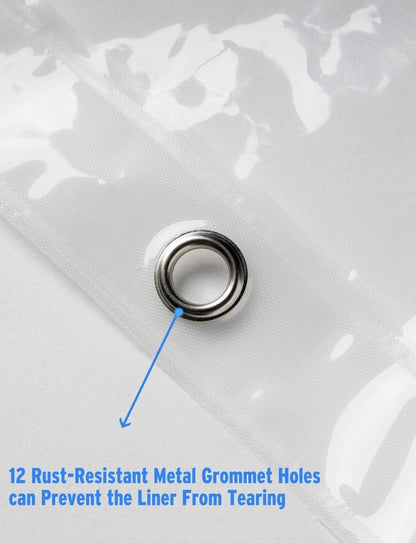 Shower Curtain Hooks Plastic Double Shower Curtain Rings and 72X72 Inches PEVA 3G Shower Curtain Liner