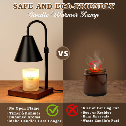 Modern Candle Warmer Lamp 2 Pack, Dimmable Candle Lamp Warmer with Timer, Birthday Gifts for Women Who Have Everything, Gifts for Mom, Adjustable Mens Candle Lamp, Cozy Living Room Bedroom Decor,Black