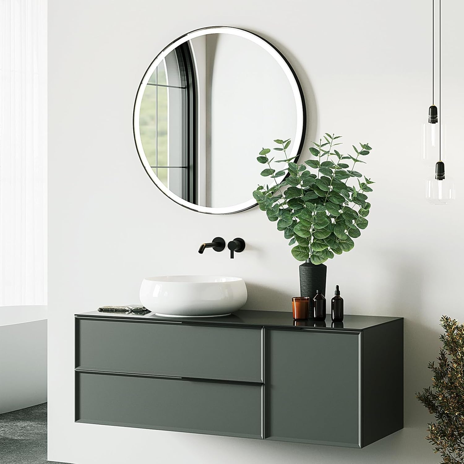 2 PCS Artificial Eucalyptus Stems, 25" Fake Plants Faux Greenery Stems for Centerpiece Table Decorations Flower Arrangement Wedding Kitchen Island Home Vase Decor, Green