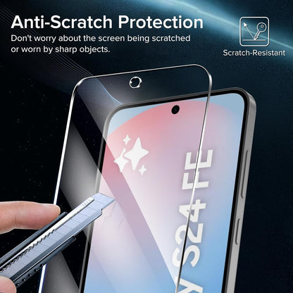 3 Pack Tempered Glass for Samsung Galaxy S24 FE 5G 6.7" 2024 Screen Protector with [Easy Installation Frame], Anti-Scratch Case Friendly Clear HD Film for Samsung Galaxy S24 FE 5G 6.7 Inch