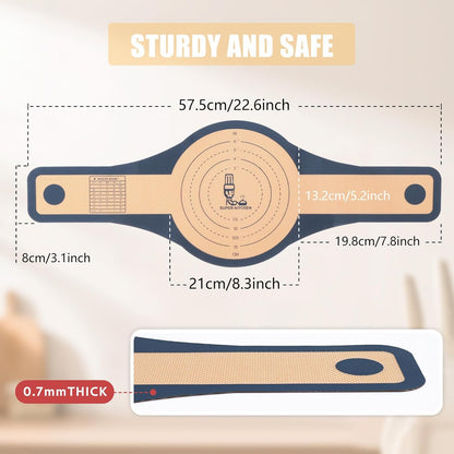 2 Pcs Extra Wider Silicone Bread Sling for Dutch Oven ,Non-Stick Silicone Bread Baking Mat for Sourdough ,Silicon Dough Lifter Liner with Longer Handles （22.6*8.3 Dark Gray,Brown）