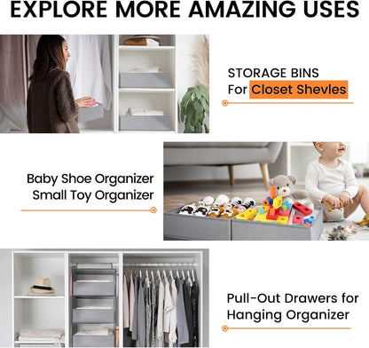 20 Pack Drawer Organizer Bins - Grey Fabric Closet Organization and Storage Dividers for Baby Clothes, Adult Socks, Underwear, Bra, Etc.