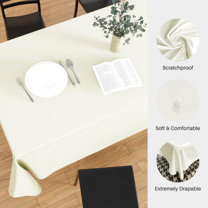 2PCS Ivory Table Cloth for Rectangle Table - 60 X 84 Inch Tablecloths Rectangular Cloths Waterproof Washable Wrinkle Resistant for 6 FT Wedding Cocktail Party