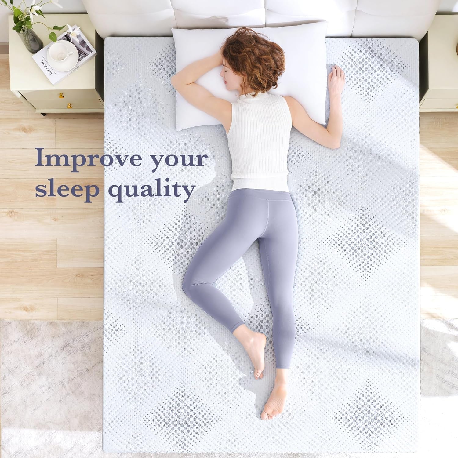 3 Inch Gel Memory Foam Mattress Topper King Size, Mattress Pad for Body Pressure Relief, Cooling Bed Topper with Breathable Soft Cover, Certipur-Us Certified