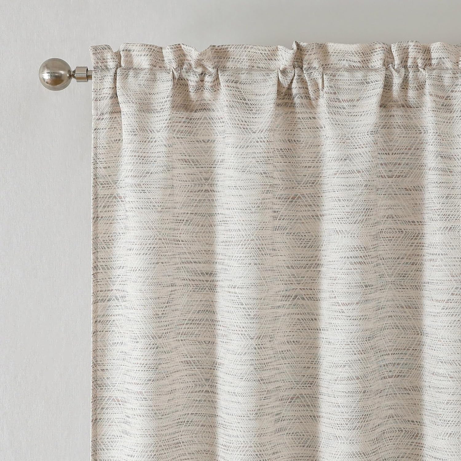 Linen Blend Curtains 84 Inch Length 2 Panels Set, Light Filtering Soft Airy Rhombus Printed Rod Pocket Window Drapes for Living Room, 38Wx84L Inch, 2 PCS