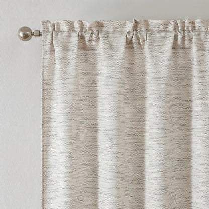Linen Blend Curtains 84 Inch Length 2 Panels Set, Light Filtering Soft Airy Rhombus Printed Rod Pocket Window Drapes for Living Room, 38Wx84L Inch, 2 PCS