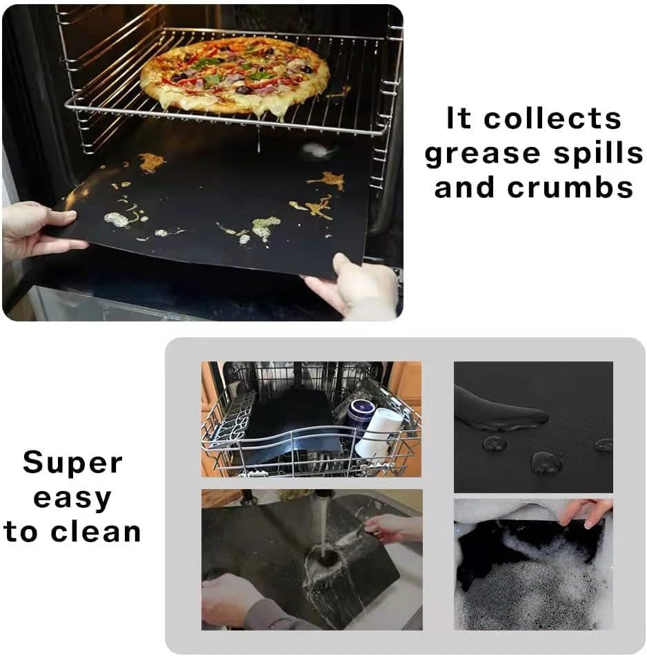 Oven Liners for Bottom of Oven Compatible with Breville BOV900BSS the Smart Oven Air Fryer Pro, Square Air Fryer Liners Reusable Baking Mat, 4 PCS Teflon Sheets for Breville Accessories