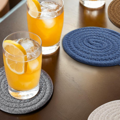 Coaster for Drink, Beer, Coffee, Cotton Coaster Set of 6 for Kinds Cups, Home Kitchen Table Decor Essentials Bar Accessories House Warming Gifts