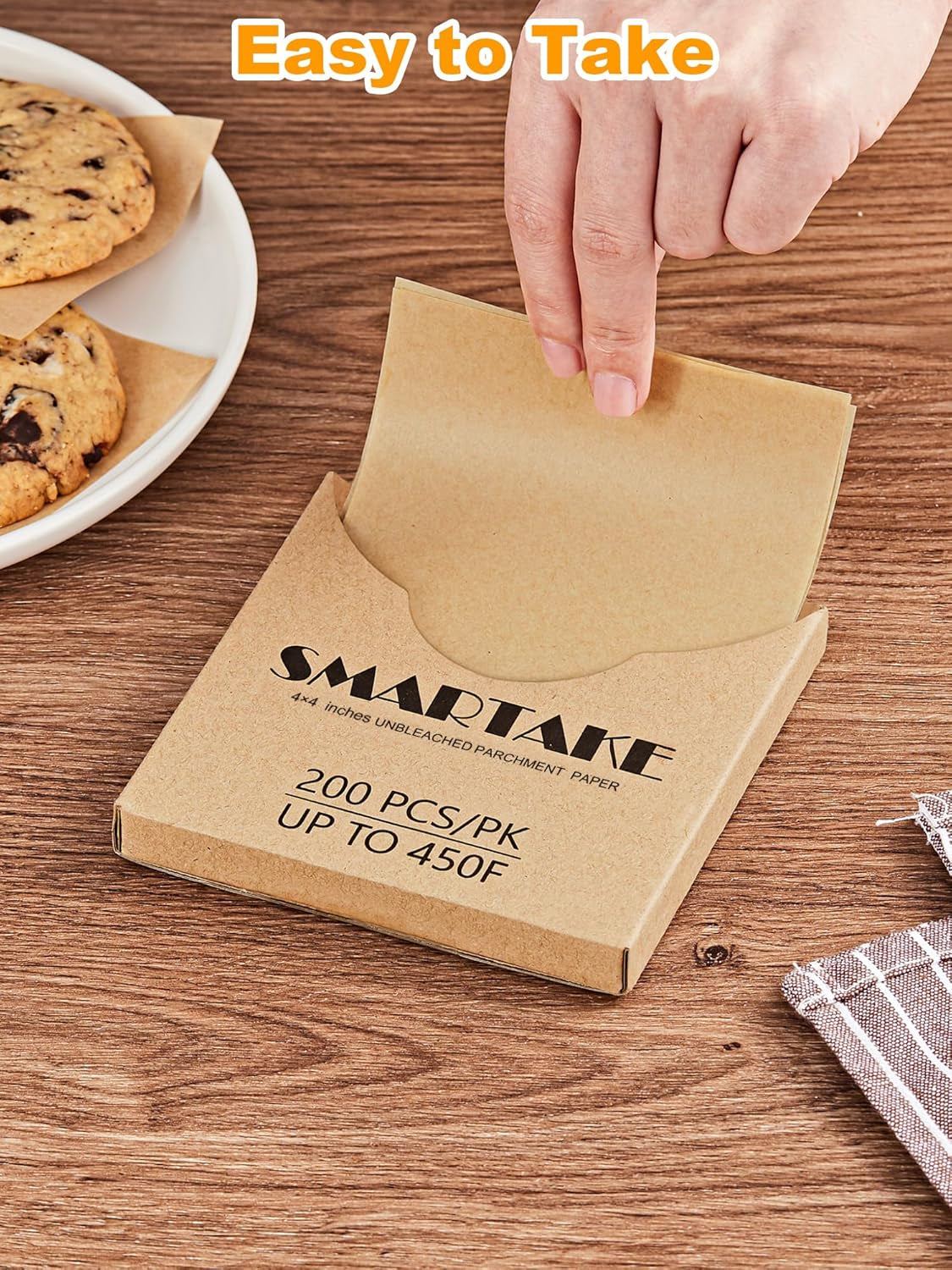 4X4 Inch Parchment Paper Sheets, 200Pcs Unbleached Parchment Paper for Baking, Non-Stick Precut Square Baking Paper, for Wrapping Candy Seprating Cup Cake Cookie and More