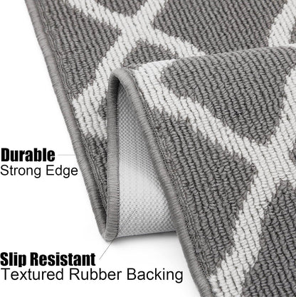 Washable Runner Rug 20"X59" Dirt Trapping Non Slip Rubber Backing Rug Runner Floor Mats Carpet Runners for Entryway Hallway Kitchen Garage Laundry Room, Light Gray