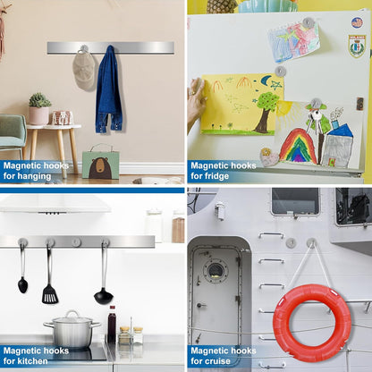 Strong Magnetic Hooks, 100LBS Magnet Hooks for Cruise Cabin, Super Powerful Neodymium Magents for Cruise Essentials Must Haves, Heavy Duty Magnets for Metal Door, Refrigerator,Ceiling - 6 Pcs