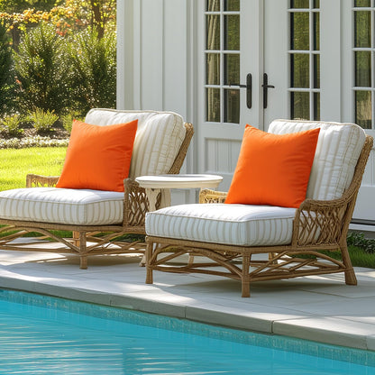 Outdoor Waterproof Decorative Pillow Covers in Orange - Fade Resistant for Patio, Tent, Couch, and Living Room - Pack of 2, 16x16 Inch, Ideal for Spring and Summer