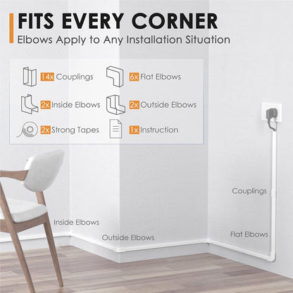 254In Cord Hider, One-Wire Cable Hider, Cable Covers for Cords on Wall, Easy-To-Install Cable Hiders for Mounted Tv, Cable Management Kit, L16.9In W0.59 H0.4In, White