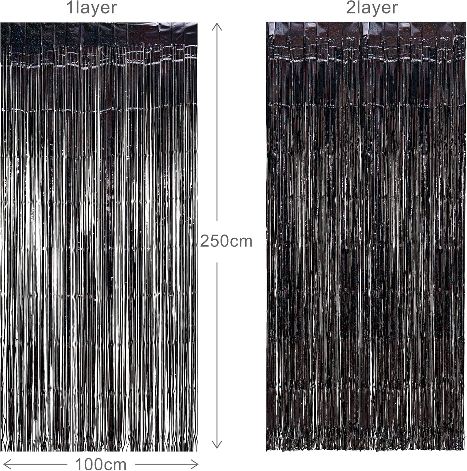 Purple and Black Tinsel Foil Fringe Curtain 3.2Ft X 8.2Ft X 4 Packs for Black Party Supplies Backdrop
