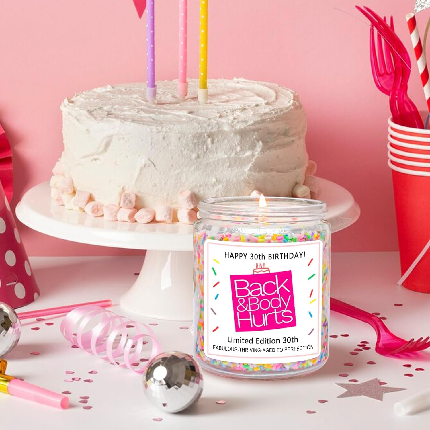 30Th Birthday Decorations Gifts for Her Him, Happy 30Th Birthday Candle Gift for Women Men, Funny 30 Years Old Ideas- Vanilla Candles