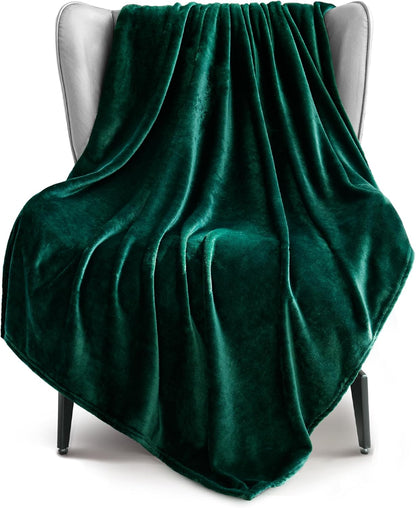 Extra Large Forest Green Fleece Throw Blanket - 300GSM Super Soft and Warm, Cozy and Lightweight for All Season Use, 50x70 Inches