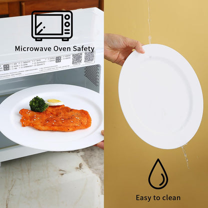 Set of 8 Reusable 10-Inch White Plastic Plates - Versatile Dinner, Salad, and Pasta Dishes for Home, Garden, Picnic, Camping, and Outdoor Use