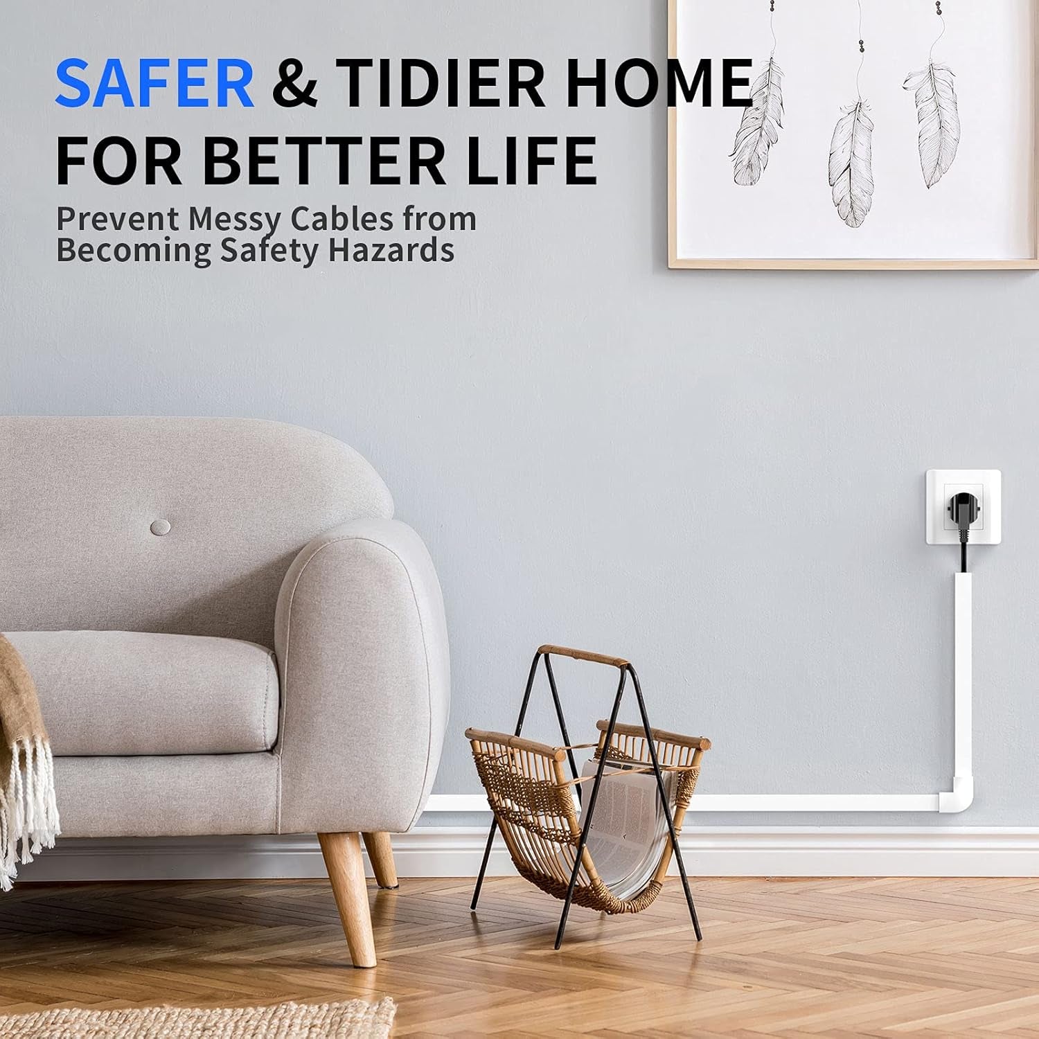 254In Cord Hider, One-Wire Cable Hider, Cable Covers for Cords on Wall, Easy-To-Install Cable Hiders for Mounted Tv, Cable Management Kit, L16.9In W0.59 H0.4In, White