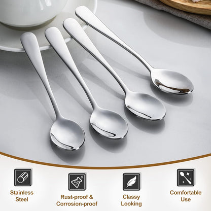 6-Piece Demitasse Espresso Spoons, 4 Inches Stainless Steel Mini Coffee Spoons