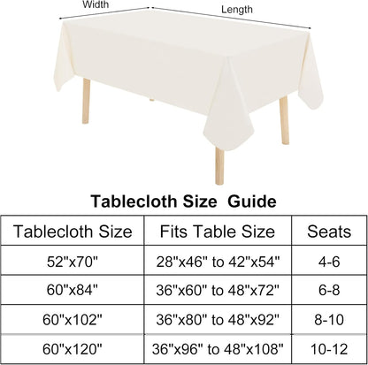 2 Pack Rectangle Vinyl Tablecloth, Waterproof Spillproof Plastic Flannel Backed Table Cloth, Wipe Clean Table Cover for Dining Table, Buffet Parties and Camping (Beige, 52" X 70")