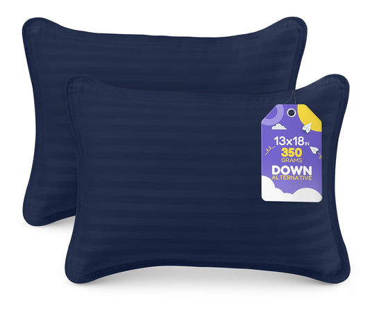 Toddler Pillow (Navy, 2 Pack), 13X18 Pillows for Sleeping, Soft and Breathable Cotton Blend Shell, Small Kids Pillow Perfect for Toddler Bed and Travel (Intended for Age 2 and Up)