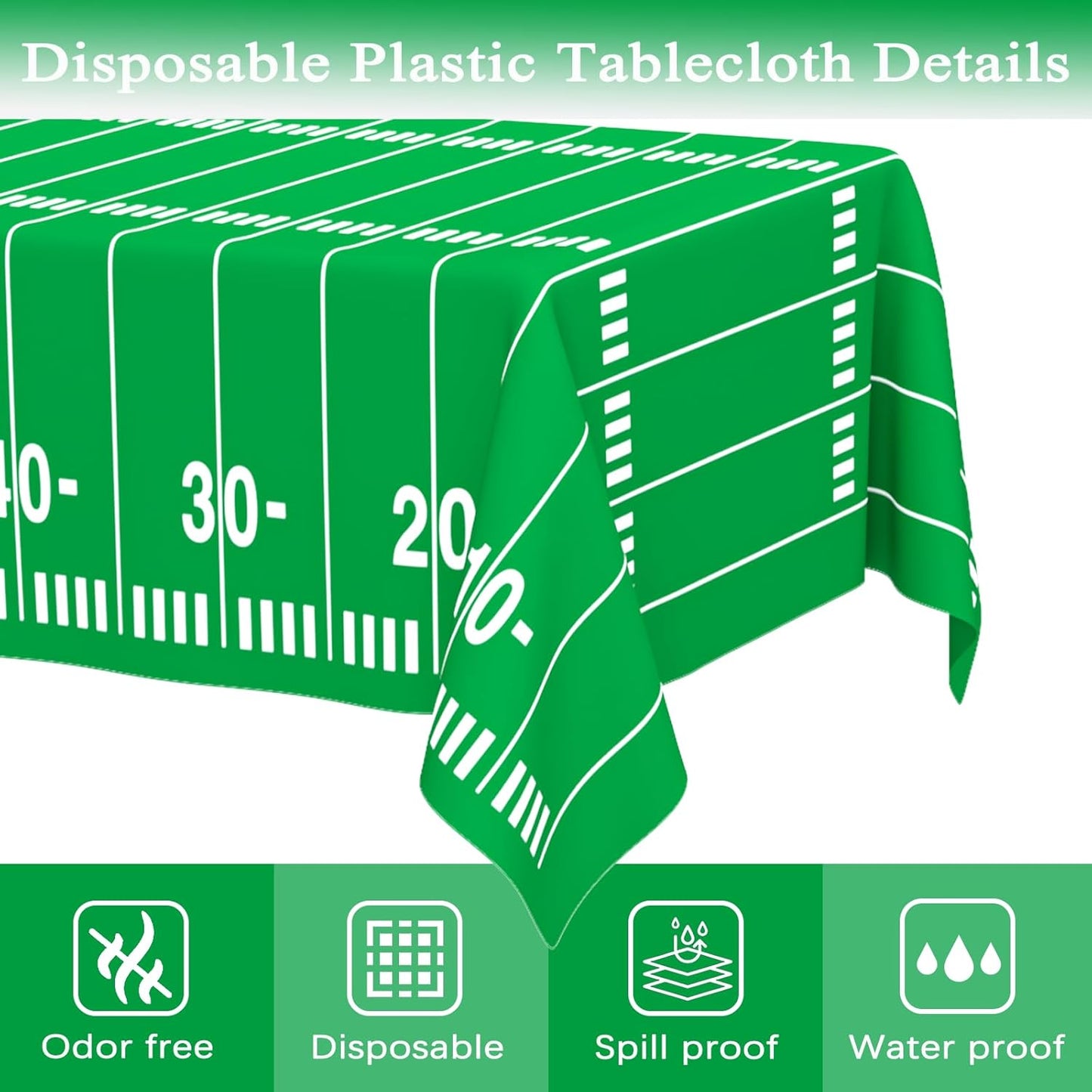 2 Pack Football Tablecloths, Football Themed Disposable Plastic Table Cover for Birthday, Sports Party Games Decorations 54 X 108 Inch