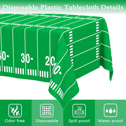 2 Pack Football Tablecloths, Football Themed Disposable Plastic Table Cover for Birthday, Sports Party Games Decorations 54 X 108 Inch