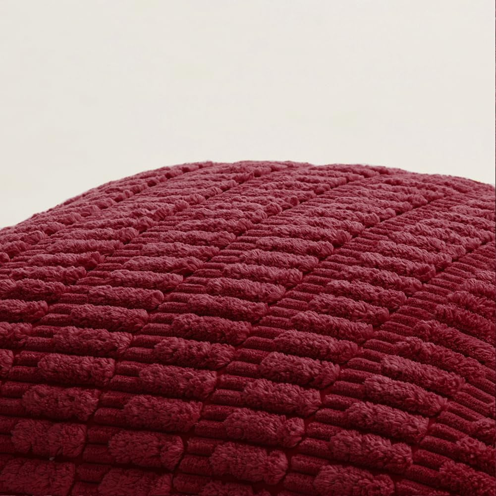 2 Packs Christmas Wine Red Decorative Throw Pillow Covers 18X18 Inch for Living Room Couch Bed Sofa, Modern Farmhouse Boho Home Decor, Soft Corduroy Burgundy Square Cushion Case 45X45 Cm