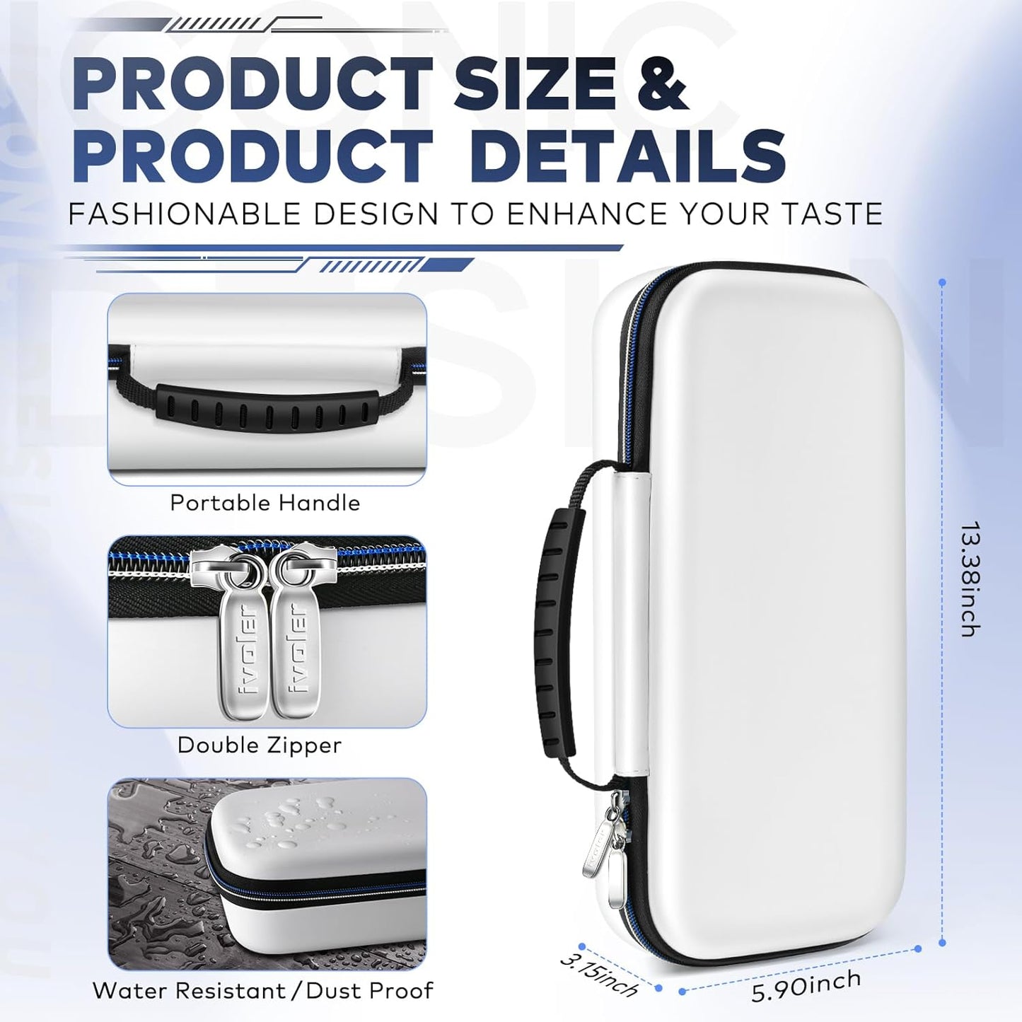 Carry Case for Playstation Portal Remote Player for PS 5 Console Holds Accessories, Portable Hard Shell Pouch Anti-Drop Travel Bag with Protective Storage Mesh Pocket,Travel Friendly, White