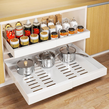 Pull Out Cabinet Organizer, 21" Deep Pull Out Drawers for Cabinets, Expandable Slide Out Drawers for Kitchen, Cabinets, Bathroom, Pantry Storage