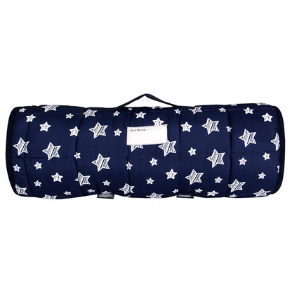 Toddler Nap Mat Boy Navy and Fleece Minky Blanket, Lightweight and Soft Perfect for Kids Preschool, Daycare, Travel Sleeping Bag for Boys, 21" X 50" Fit on a Standard Cot