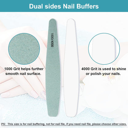 15Pcs 1000/4000 Grit Nail Files for Natural Nails, Emery Boards for Natural Files, Double-Sided Nail Buffering Manicure Pedicure Nail Supplies Tools for Toenail Fingernail for Home & Salon