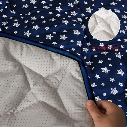 Playpen Mat 8 Panel Navy Fits for Regalo My Play Deluxe Extra Large Portable Play Yard, Non Slip Baby Octagon Playpen Mattress Pad, Navy Star Print Playard Pad