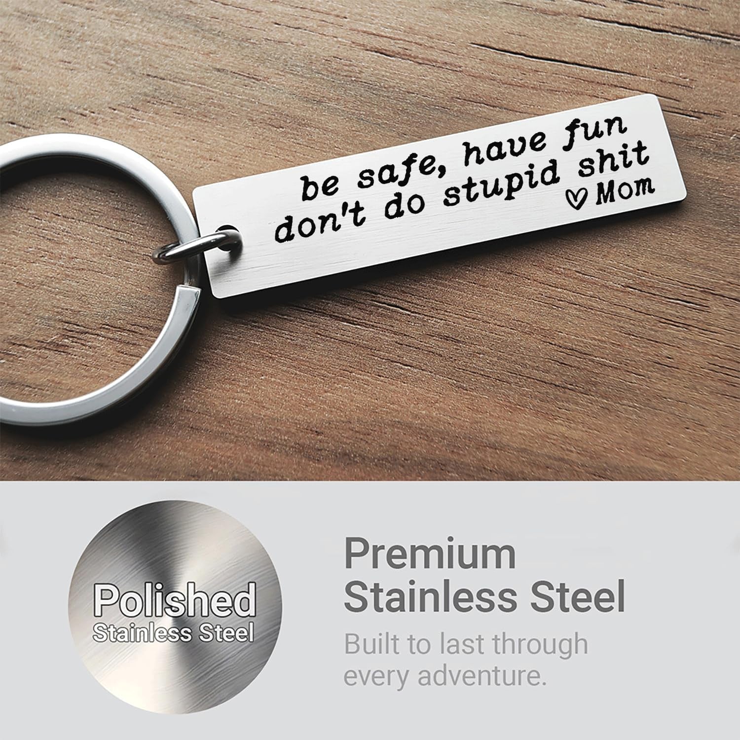 Be Safe Have Fun Don'T Do Stupid Stuff New Driver Keychain Love Mom and Dad Gift for Teen Daughter Son Sweet 16 Graduation Gift Dad