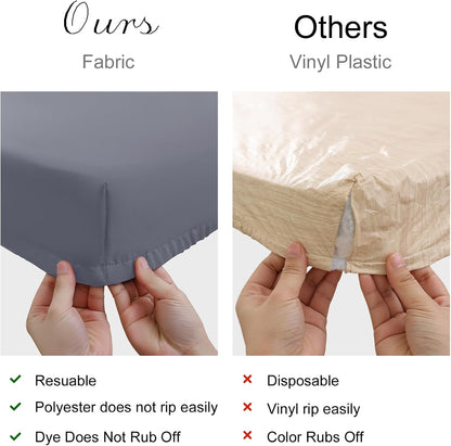 2 Pack Rectangle Table Cloth, Elastic Fitted Fabric Tablecloth Fits for 5 Foot Folding Tables, Washable Table Cover for Picnic, Camping, Indoor & Outdoor (Grey, 30" X 60")