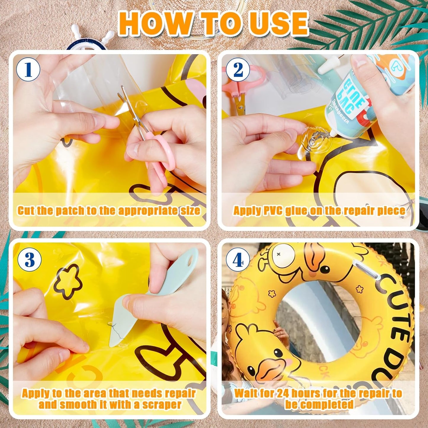 Great Pvc Glue,Pool Liner Patch Kit, Transparent Air Mattress Patch Kit, Waterproof Inflatable Patch Repair Kit for Swimming Ring, Air Mattress, Bounce House, Hot Tub, Inflatables, Tent (1 Pack)