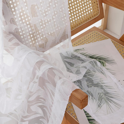 Leyna 2 Panels Sheer White Curtains 63 Inch Length for Bedroom, Soft Lightweight Jacquard Clip Window Curtain for Living Room, Double Rod Pockets Textured Drapes, Each 40Wx63L Inches