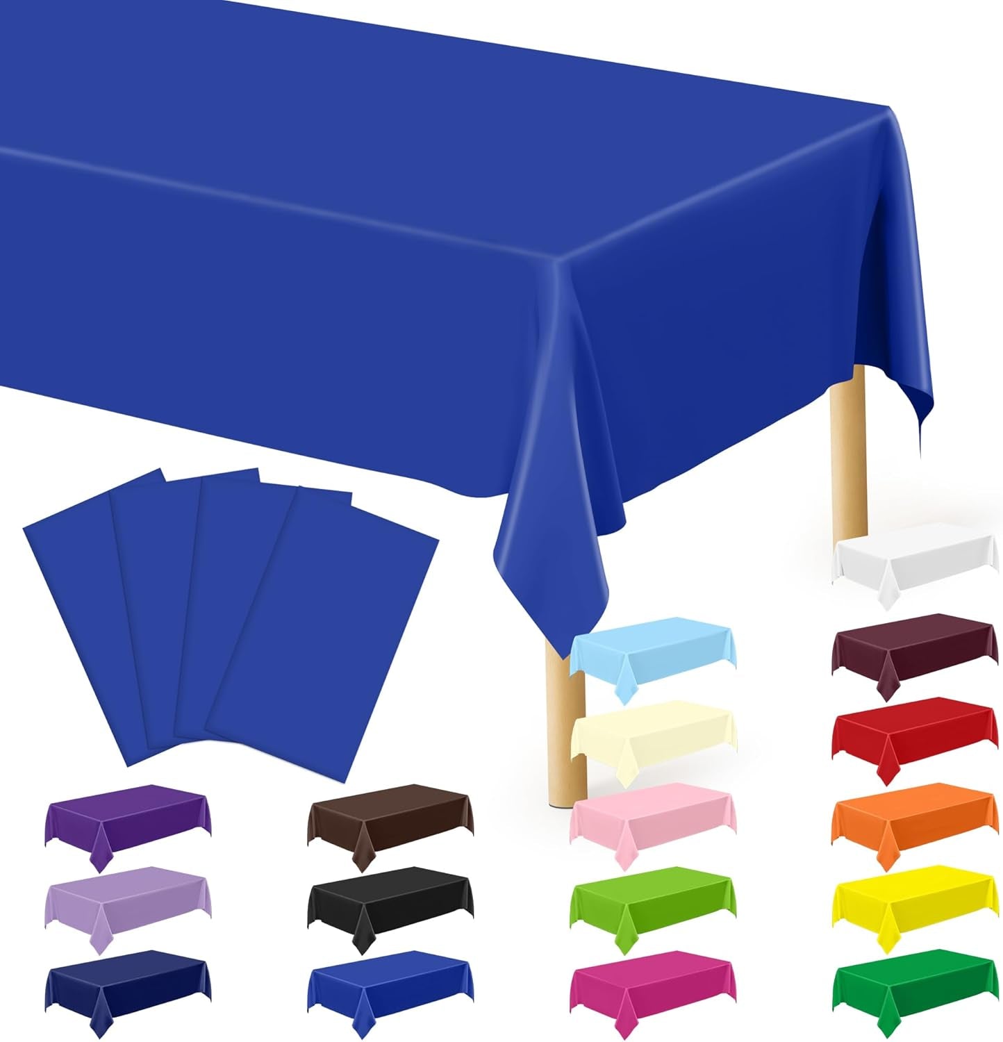 4 PCS Blue Tablecloth, 54 X 108 Inches Plastic Table Cloth Disposable, Table Cloth for Parties, Picnic, Camping and Baby Shower Decorations, Leakproof Table Cover of Indoors Outdoors