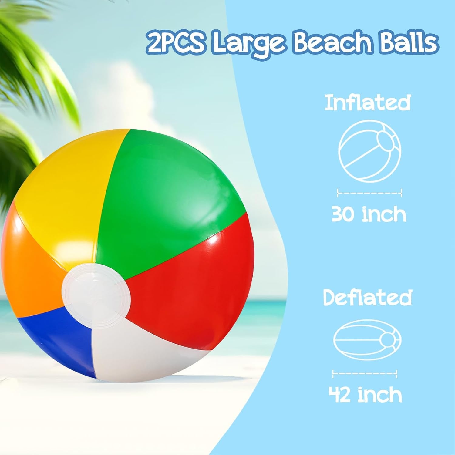 2PCS Large Beach Balls, 42Inche Inflatable Pool Balls Toys for Summer Pool Beach Party
